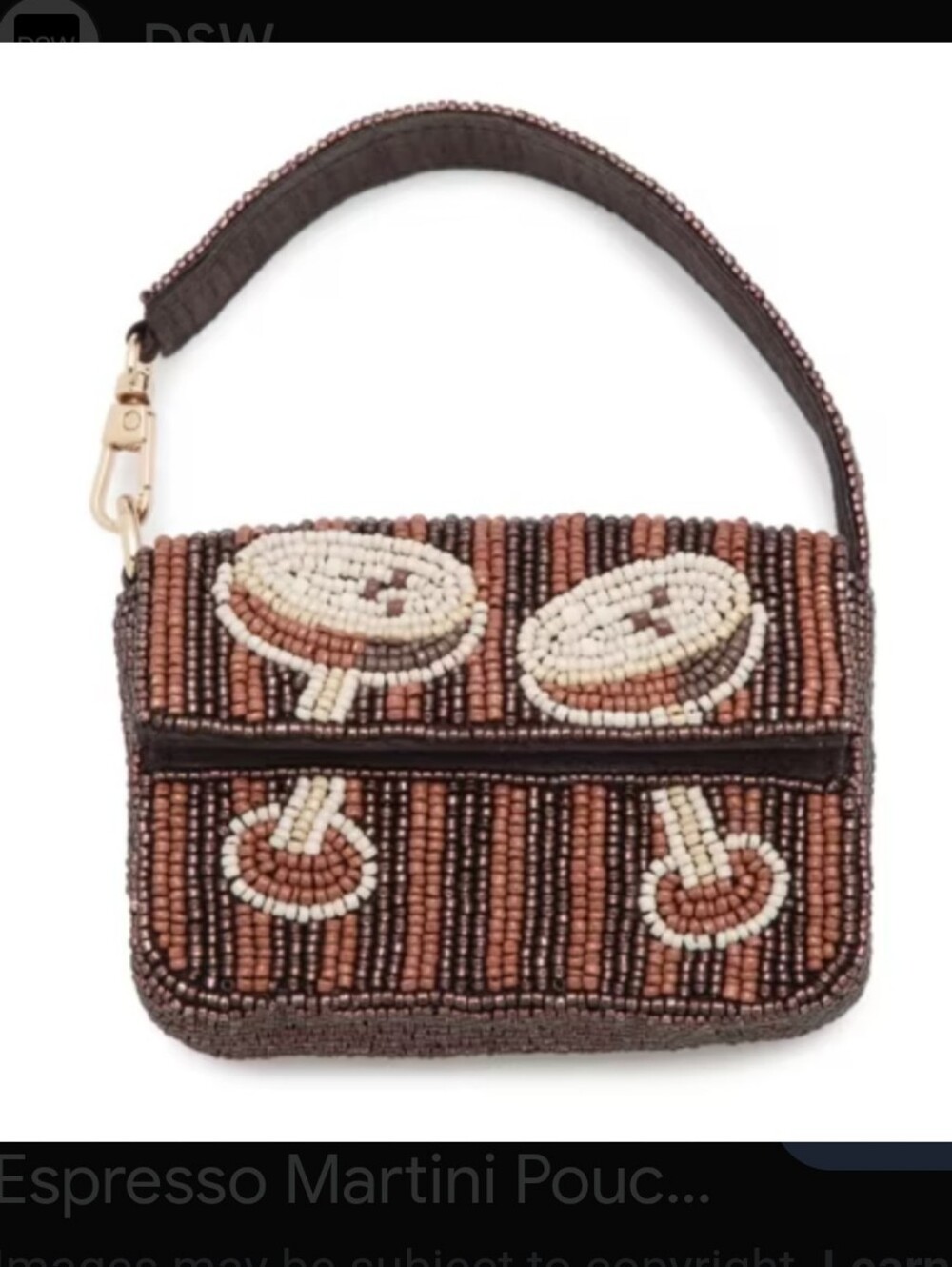 Kelly & Katie Beaded Espresso Martini Wristlet Clutch Bag Charm, NWT